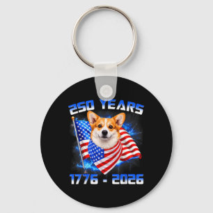 Chaveiro 250 Anos América 1776 2026 Amantes de Cães Corgi