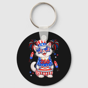 Chaveiro 250 Orgulhoso Óculos de Gato Bandeira 4 de Julho A