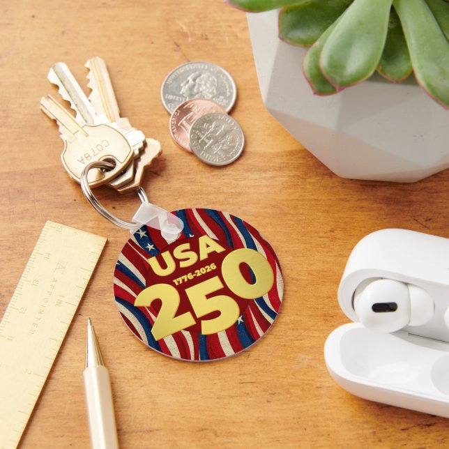 Chaveiro 250th Anniversary Golden USA American Flag (Mesa)