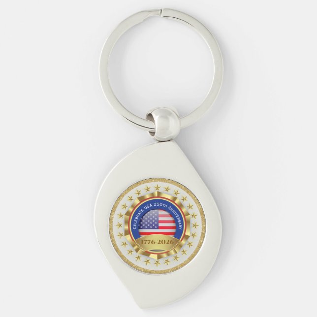 Chaveiro 250th Anniversary USA Patriotic | 1776–2026 (Frente)
