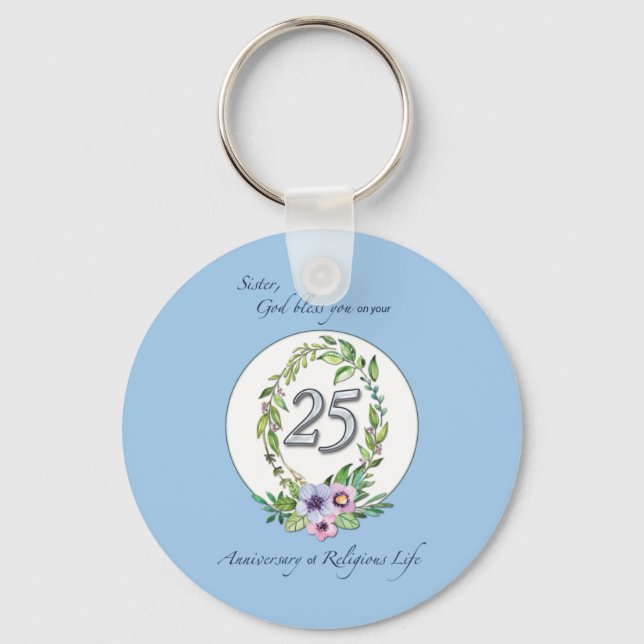 Chaveiro 25 aniversário da Católica Nun Wreath e Silver (Frente)