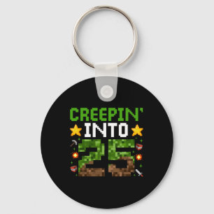 Chaveiro 25 Birthday Gamer Pixel Creepin" Em 25 Vídeo G