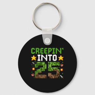 Chaveiro 25 Birthday Gamer Pixel Creepin" Em 25 Vídeo G