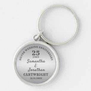 Chaveiro 25 WEDDING ANIVERSARY Silver Wedable Editável