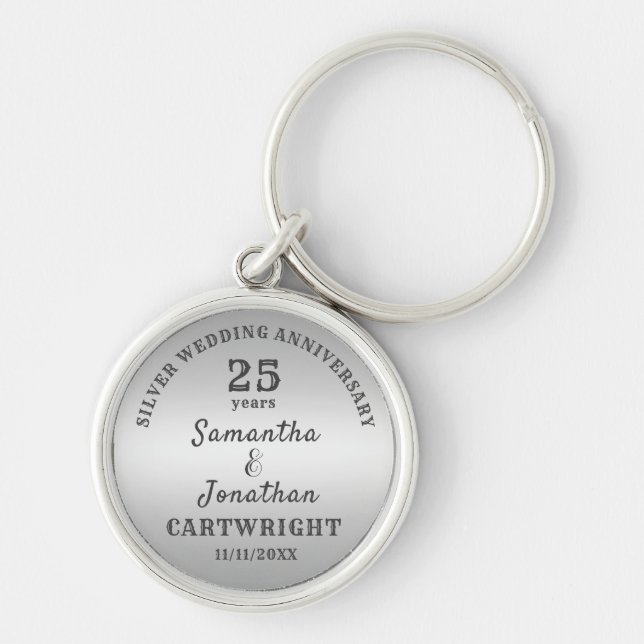 Chaveiro 25 WEDDING ANIVERSARY Silver Wedable Editável (Frente)