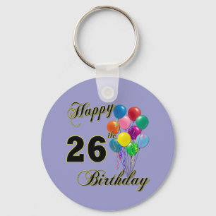 Chaveiro 26os presentes de aniversário felizes com balões