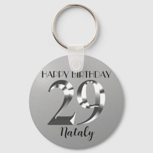 Chaveiro 29º aniversário de prata metálica