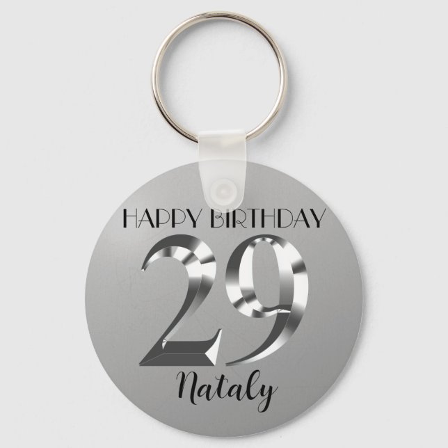 Chaveiro 29º aniversário de prata metálica (Frente)