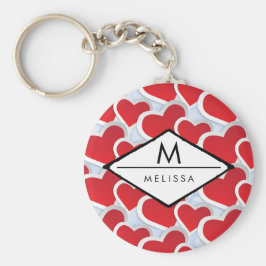 Chaveiro 2 Corações Vermelhos Corações Repetindo Coração Pa