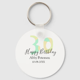 Chaveiro 30th birthday bold letter pastel yellow black retr
