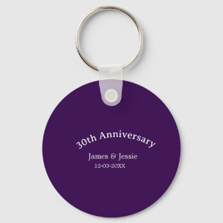 Chaveiro 30th wedding anniversary name date purple simple