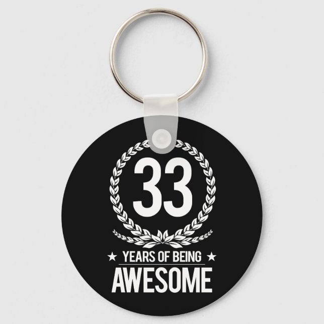 Chaveiro 33rd Birthday (33 Years Of Being Awesome) (Frente)