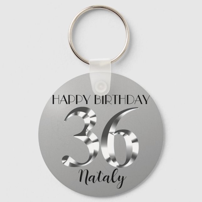Chaveiro 36 anos de prata metálico (Frente)