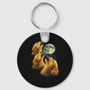 Chaveiro 3 cães golden doodle uivando lua engraçada fofa