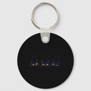 Chaveiro 3 Gatos Pretos Design Engraçado Fofo Mulheres Home