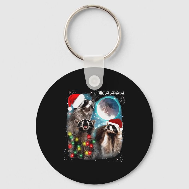 Chaveiro 3 Racoon Moon Howling Raccoon Christmas Santa Raco (Frente)