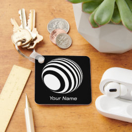 Chaveiro 3D-Ball mit weißen Streifen -