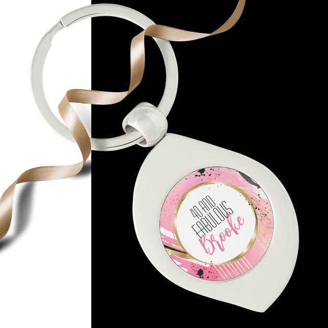Chaveiro 40 e elegante preto rosa-rosa sofisticado (Criador carregado)