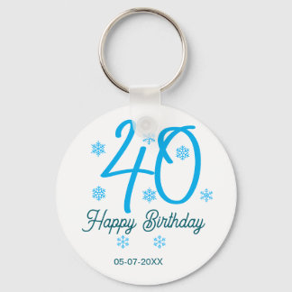 Chaveiro 40th birthday add name date year blue template
