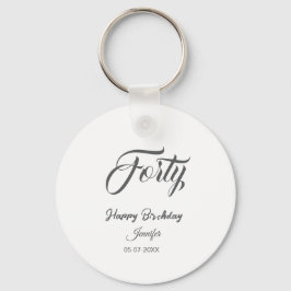 Chaveiro 40th forty letterbirthday add name date year gray 