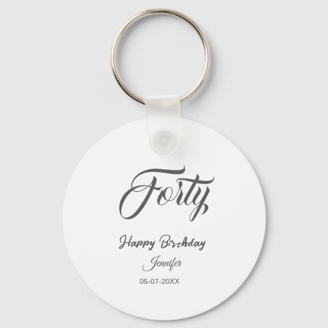 Chaveiro 40th forty letterbirthday add name date year gray  (Frente)