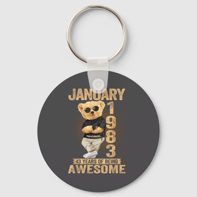 Chaveiro 43 Year Old January 1983 Teddy Bear 43rd Birthday  (Frente)