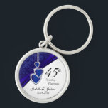 Chaveiro 45º Aniversário do Casamento Sapphire<br><div class="desc">Chaveiro personalizado. 45º / 65º Aniversário de Casamento de Sapphire Keepsasasasasakr. ⭐ Este produto é 100% personalizável. Gráficos e/ou texto podem ser adicionados, excluídos, movidos, redimensionados, mudados, rodados etc... 99% dos meus designs na minha loja são feitos em camadas. Isso facilita o redimensionamento e a movimentação de gráficos e textos...</div>