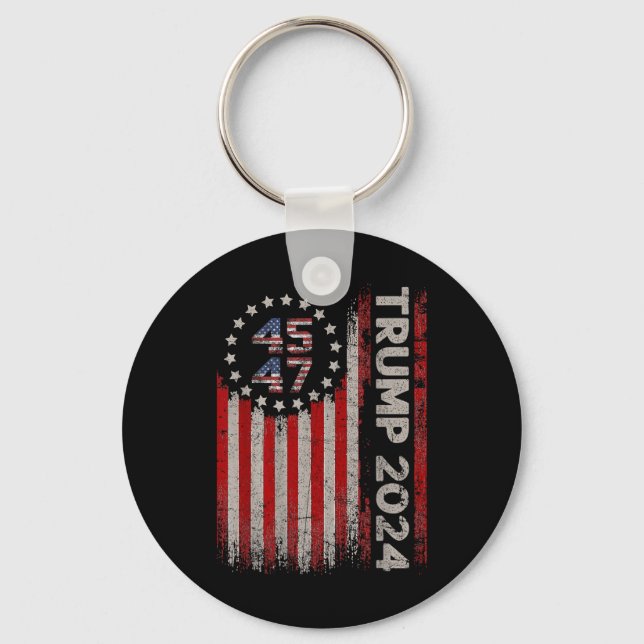 Chaveiro 45 47 Trump 2025 American Flag (Frente)