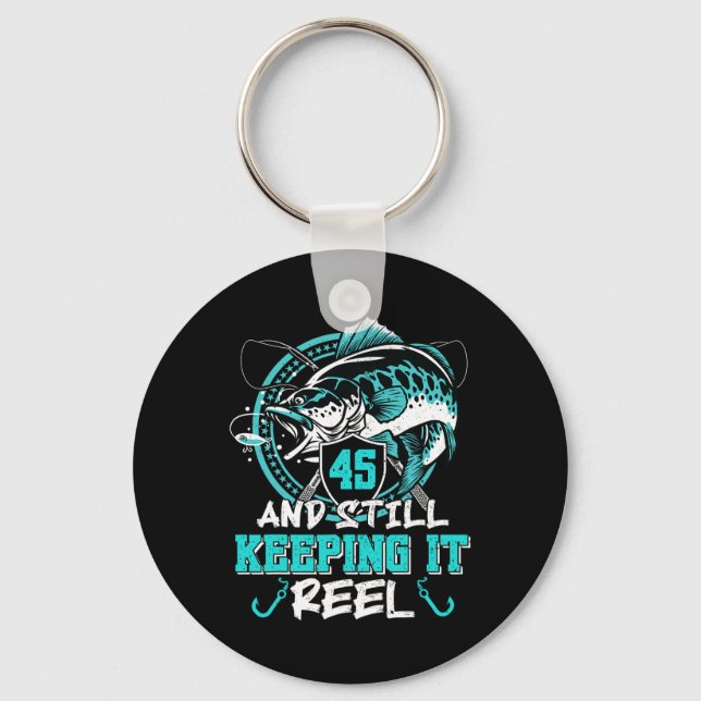 Chaveiro 45th Birthday Fishing Funny 45 Still Keeping It Re (Frente)