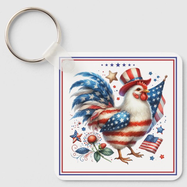 Chaveiro 4 de julho Chicken Clipart-61531 (Frente)