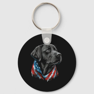 Chaveiro 4 De Julho De Black Patriotic American Labrador