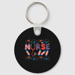 Chaveiro 4 De Julho Enfermeiro Stethoscope Patriotic Scrub 