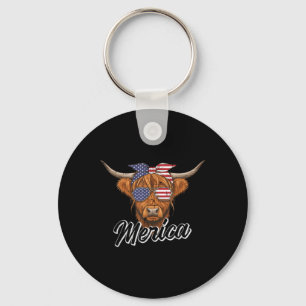 Chaveiro 4 de julho Highland Cow Merica American Fazenda Me