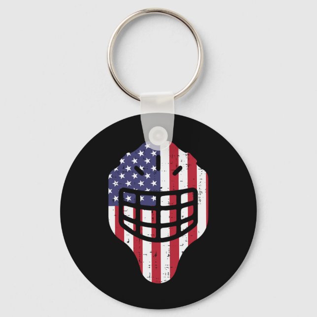 Chaveiro 4 de julho Hockey Hockey Helmet America Flag Ameri (Frente)