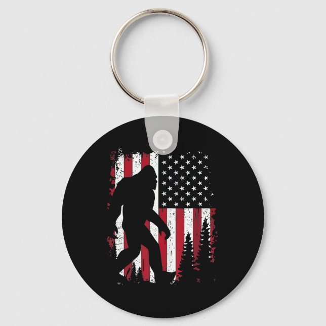Chaveiro 4 De Julho Sasquatch American Flag Patrio (Frente)
