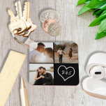 Chaveiro 4 Foto Personalizada Colagem Inicial Personalizada<br><div class="desc">Crie um toque personalizado de colagem personalizada de 4 fotos Coração inicial Personalizado de Ricaso</div>