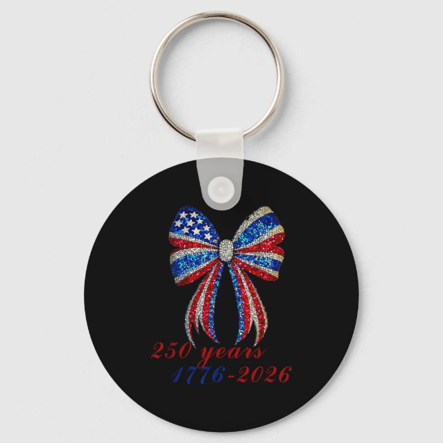 Chaveiro 4th Of July Coquette American Flag Bow Funny Girls (Frente)