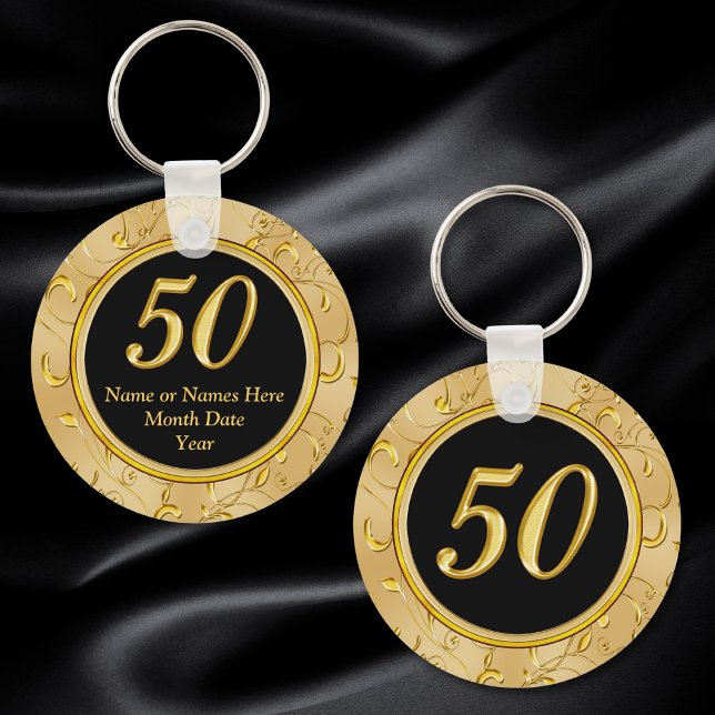 Chaveiro 50ª Festa de aniversário favorece 50º Aniversário  (50th anniversary favors. Golden wedding anniversary favors and party supplies. Gifts for guests. )