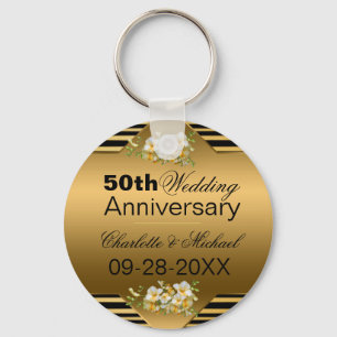 Chaveiro 50º aniversário de casamento Dourado