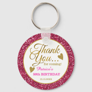 Chaveiro 50º Aniversário, Rosa, Brilhante E Dourado Obrig