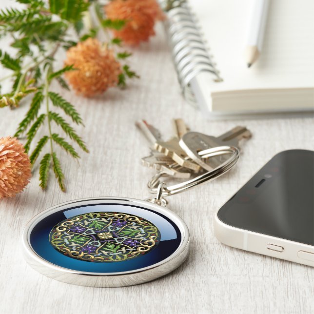 Chaveiro [500] Cruz Celta [Dourada com Enamel Negro] (Lateral)