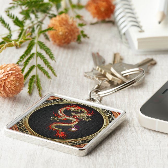 Chaveiro [500] Dragão chinês Ouro Fucanglong (Lateral)