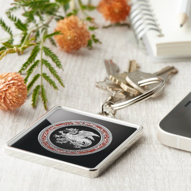 Chaveiro [500] Dragão islandês, Landvæ ttir [Prata] (Lateral)