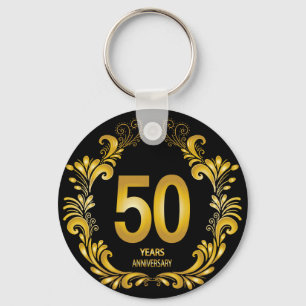 Chaveiro 50 anos de aniversário Dourado da Glitter