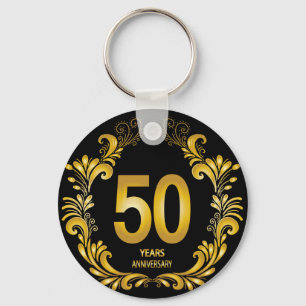 Chaveiro 50 anos de aniversário Dourado da Glitter