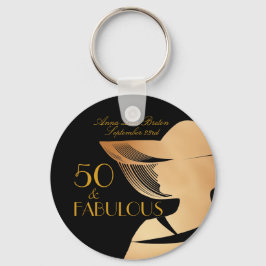 Chaveiro 50 e fabulosa arte Deco Ouro elegante 50. º aniver
