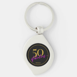 Chaveiro 50 e Fabuloso 50º aniversário Presente Preto e Dou