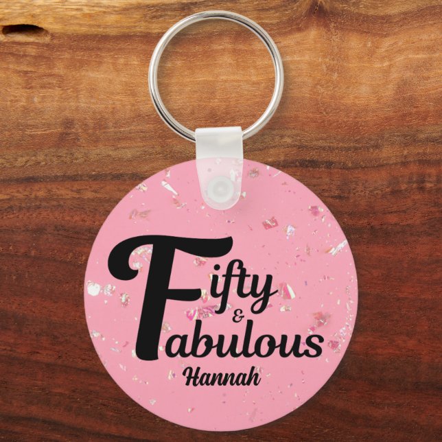 Chaveiro 50 e Fabuloso 50º Aniversário Rosa (Frente)