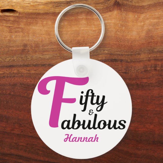 Chaveiro 50 e Fabuloso 50º Aniversário Rosa (Frente)