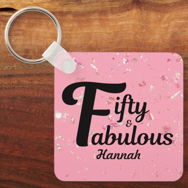 Chaveiro 50 e Fabuloso 50º Aniversário Rosa (Frente)